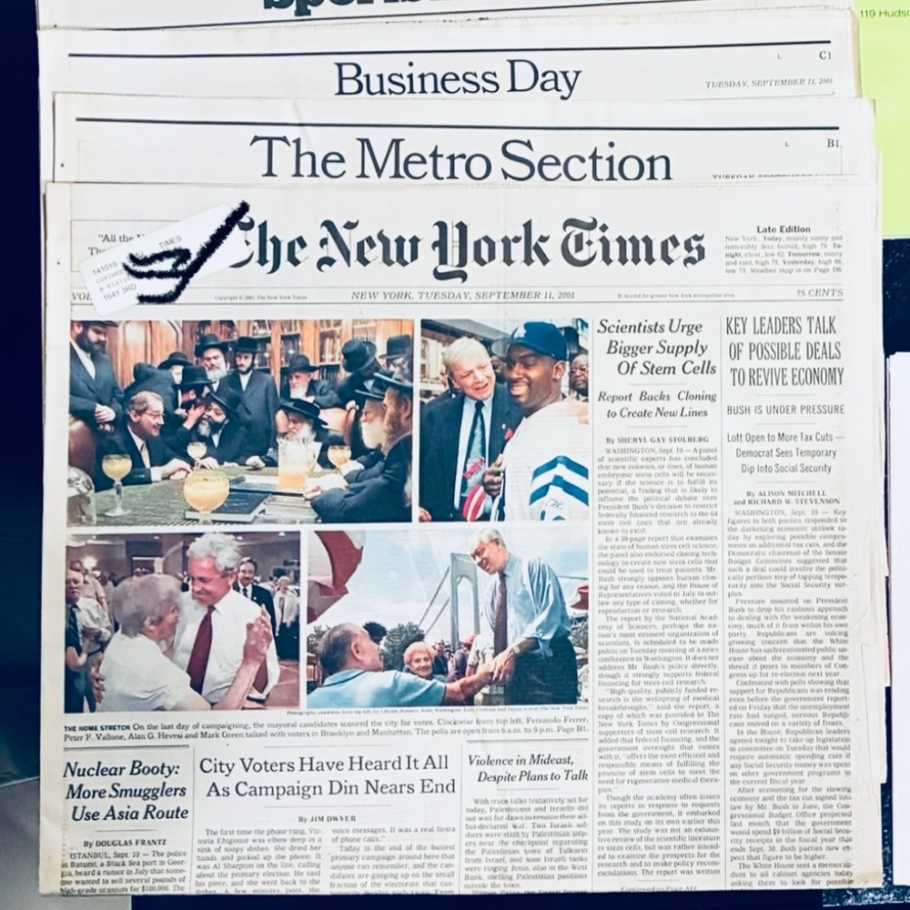 Tuesday, September 11, 2001 edition of The New York Times